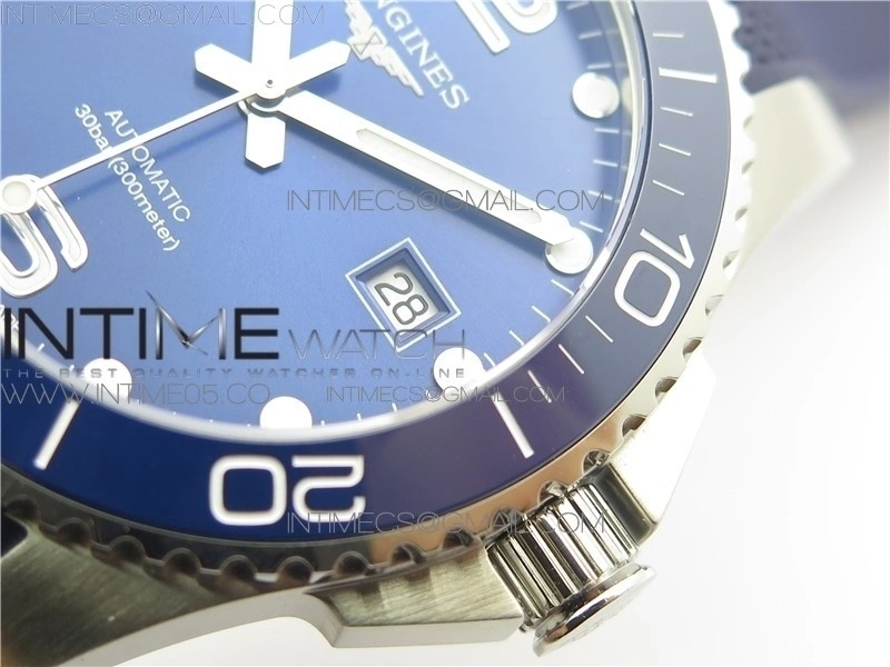 Conquest L3.840.4.56.6 Real Ceramic Bezel SS ZF 1:1 Best Edition Blue dial On Rubber Strap A2824